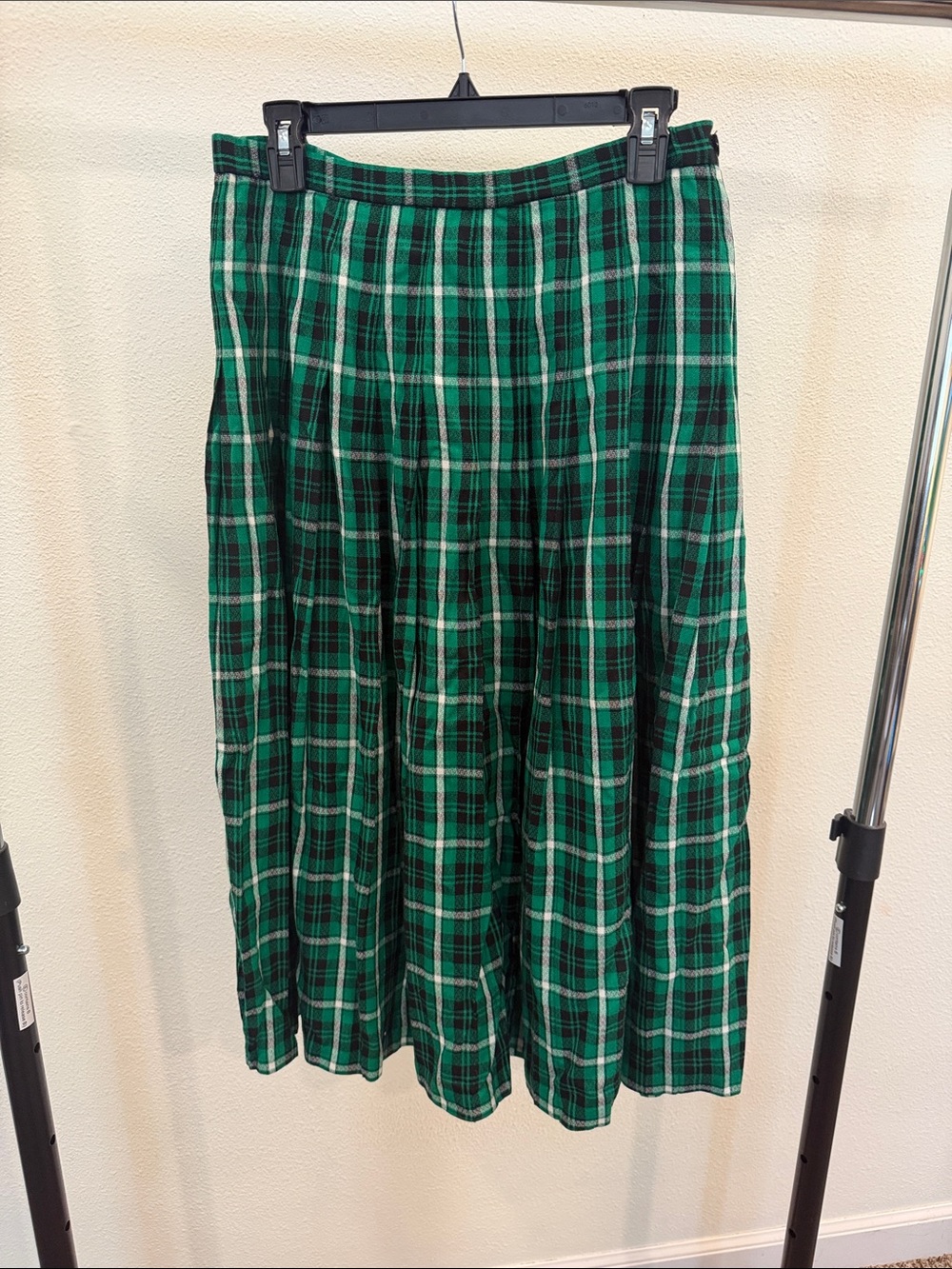 Pendleton Green Plaid Midi Skirt